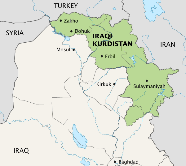 Iraqi Kurdistan Map